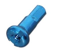 thumbnail image 2 of 16mm Alloy Double Square Spoke Nipples – 14g (2.0mm) Blue Anodized, USA Made 2 of 4